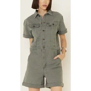 Lee Union-Alls Women's Romper Green Stretch Size M One-piece Short jumpsuit